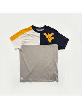 Russell West Virginia Mountaineers Shirt Mens Medium Colorblock WVU Gray Blue